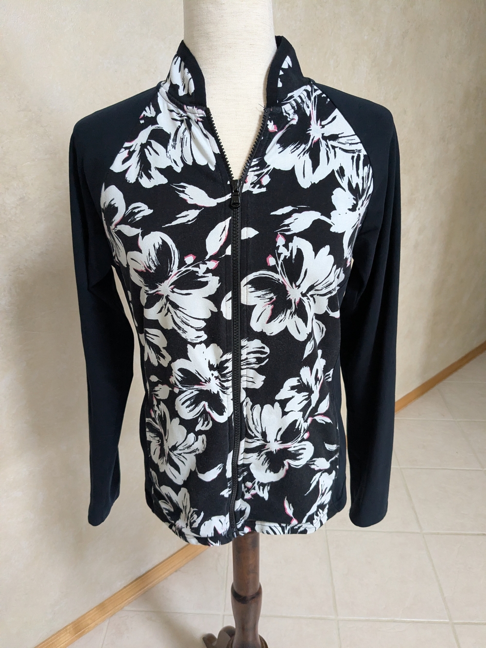 Ralph Lauren Active Black Floral Zip Jacket